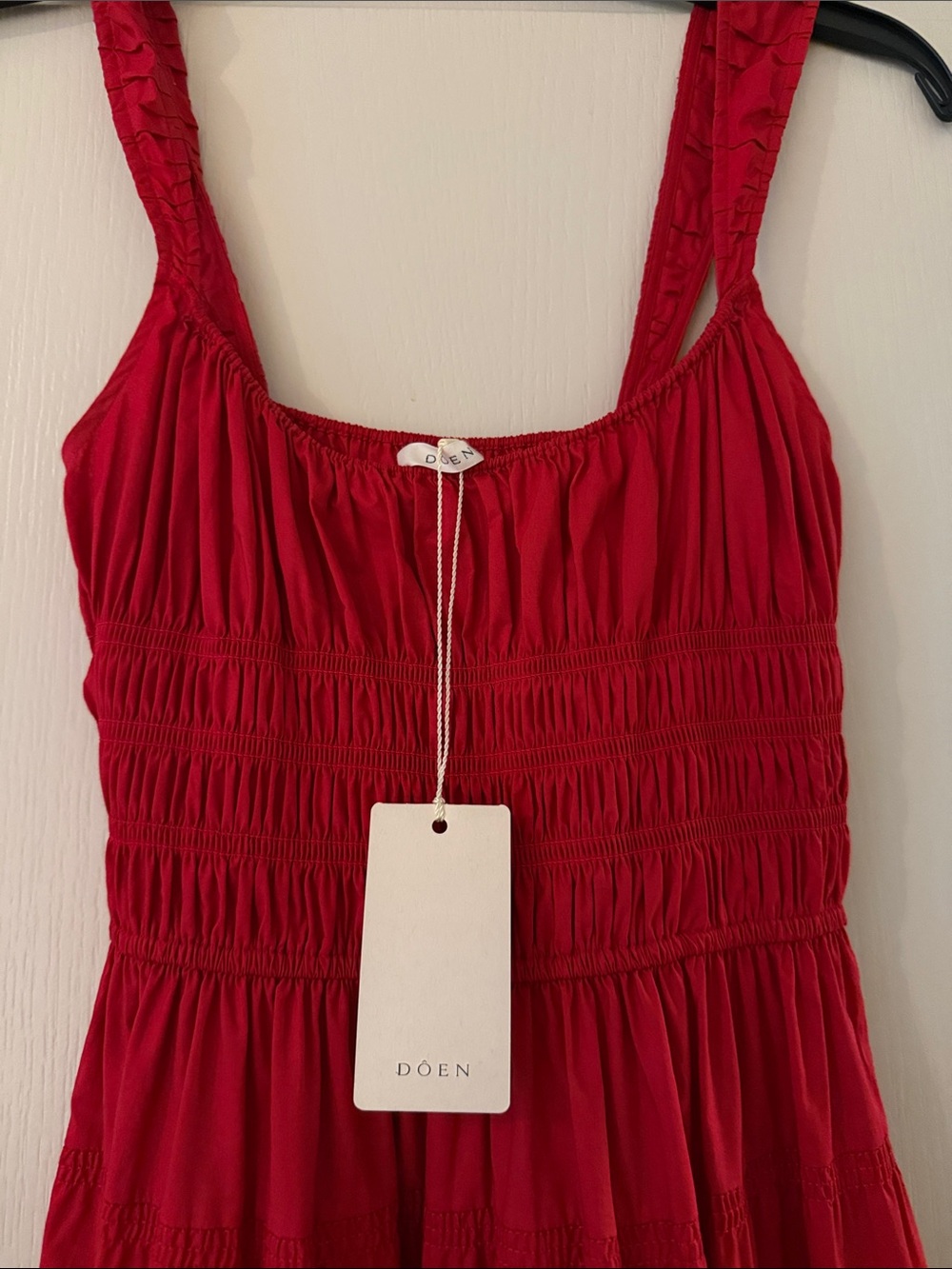 NWT Doen Red Smocked Maxi Dress Sz XS - Picture 3 of 4